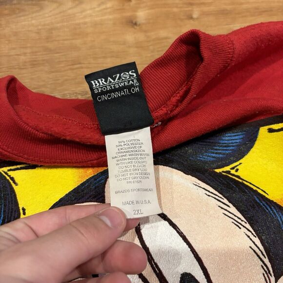 Vintage 90s Disney Crewneck Sweatshirt Mickey Mouse Unlimited Mens 2XL Red USA - Picture 5 of 9